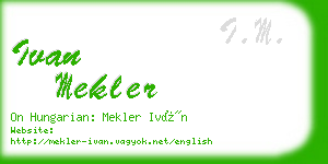 ivan mekler business card